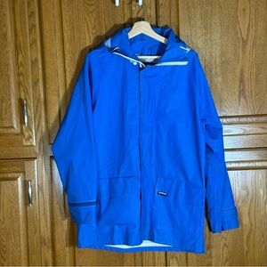 Harrison Outfitters Blue Rain Jacket Coat Hooded Vintage Medium Waterproof